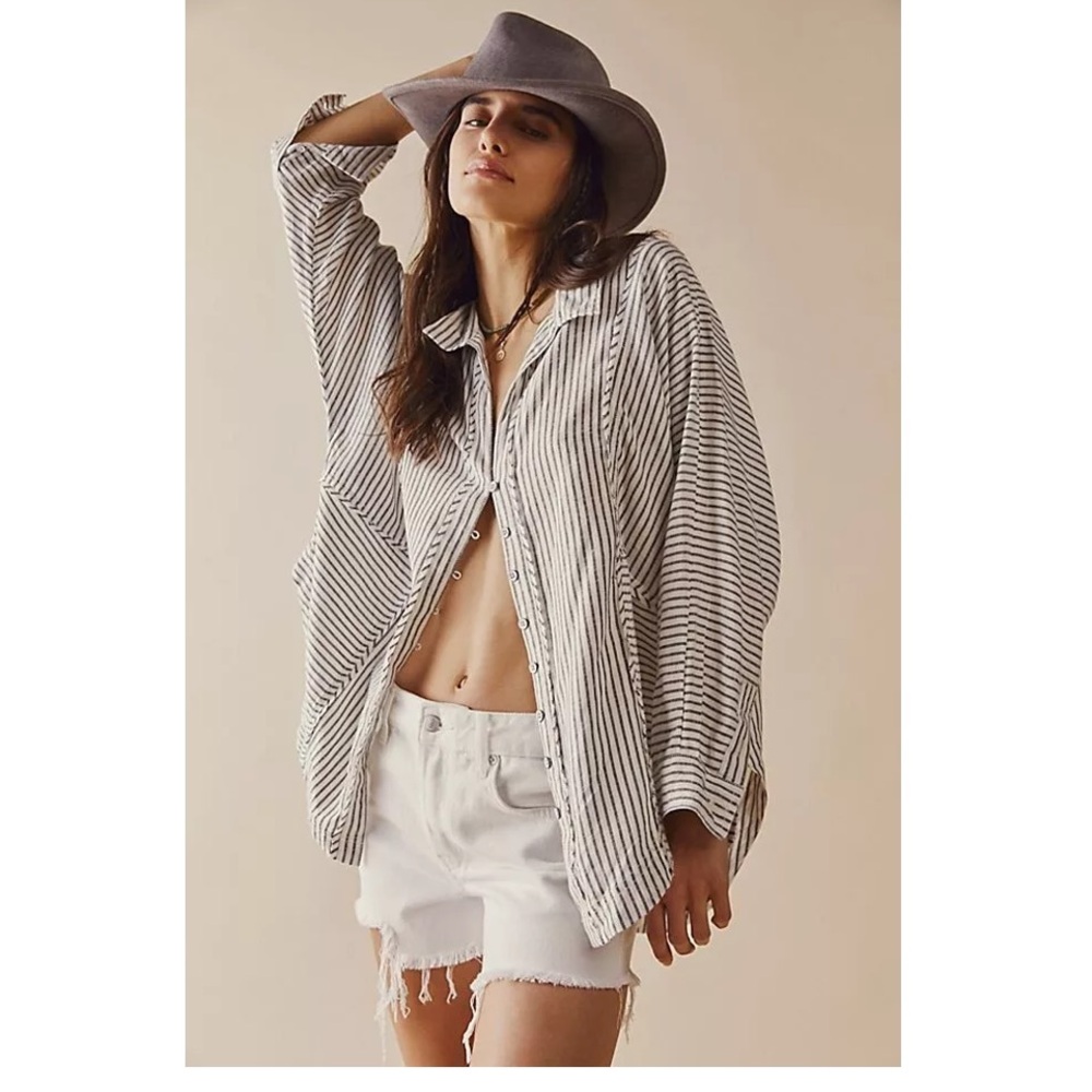 Free People One & Only Stripe Top Small Women's Casual Dolman Sleeves